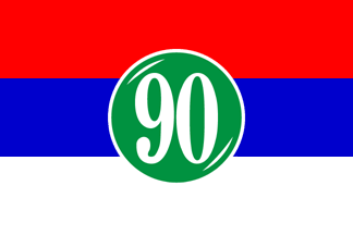 [Frente Amplio flag with Espacio 90 logo]